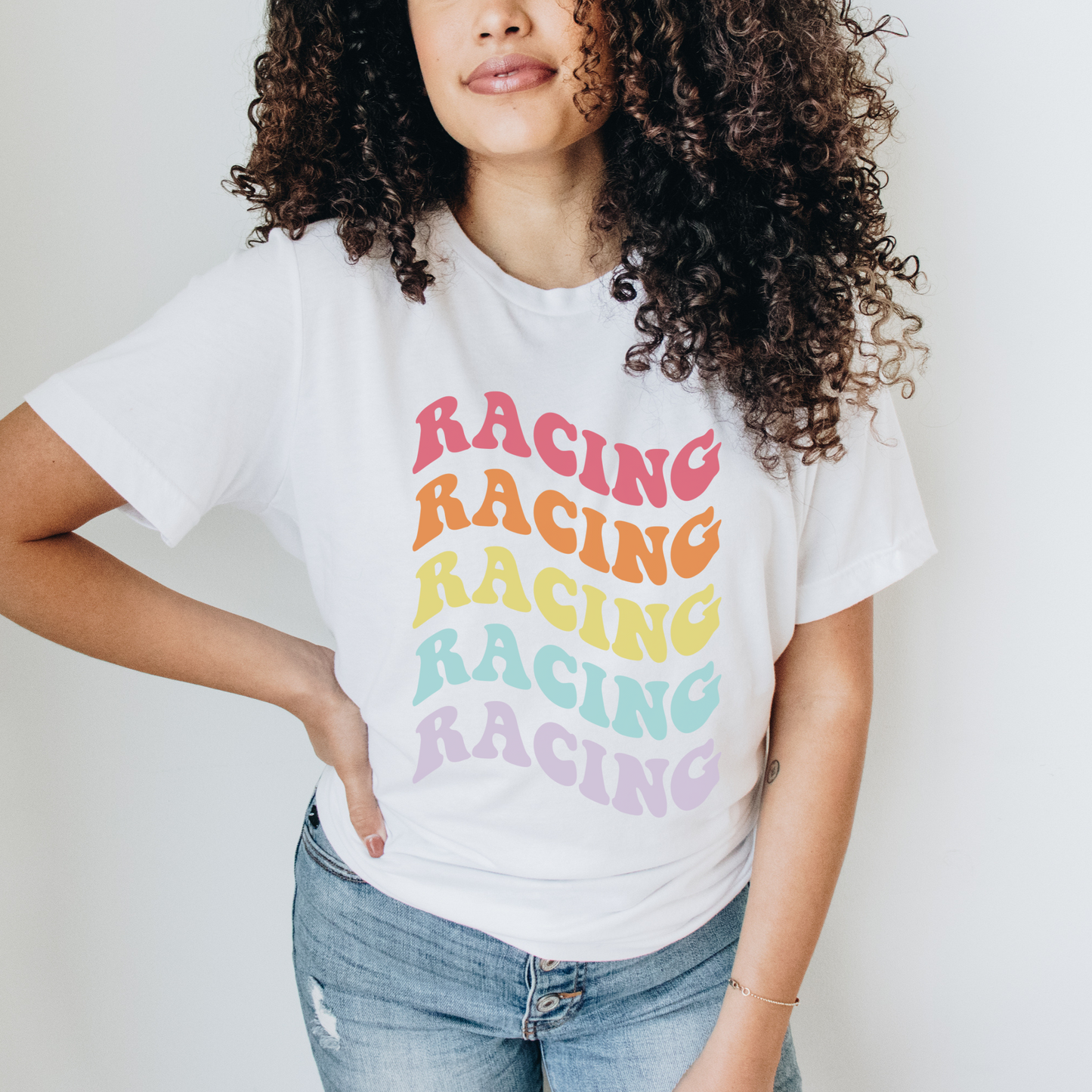 Racing Wavy Rainbow Shirt | Tailgate By Abby