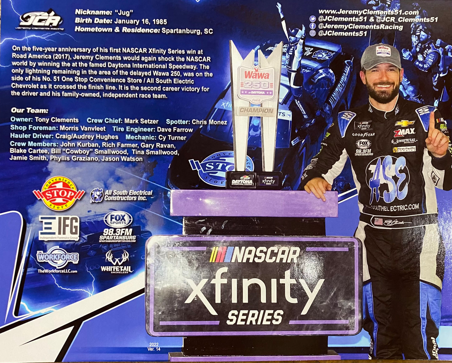 Signed Jeremy Clements Daytona Winner Hero Card
