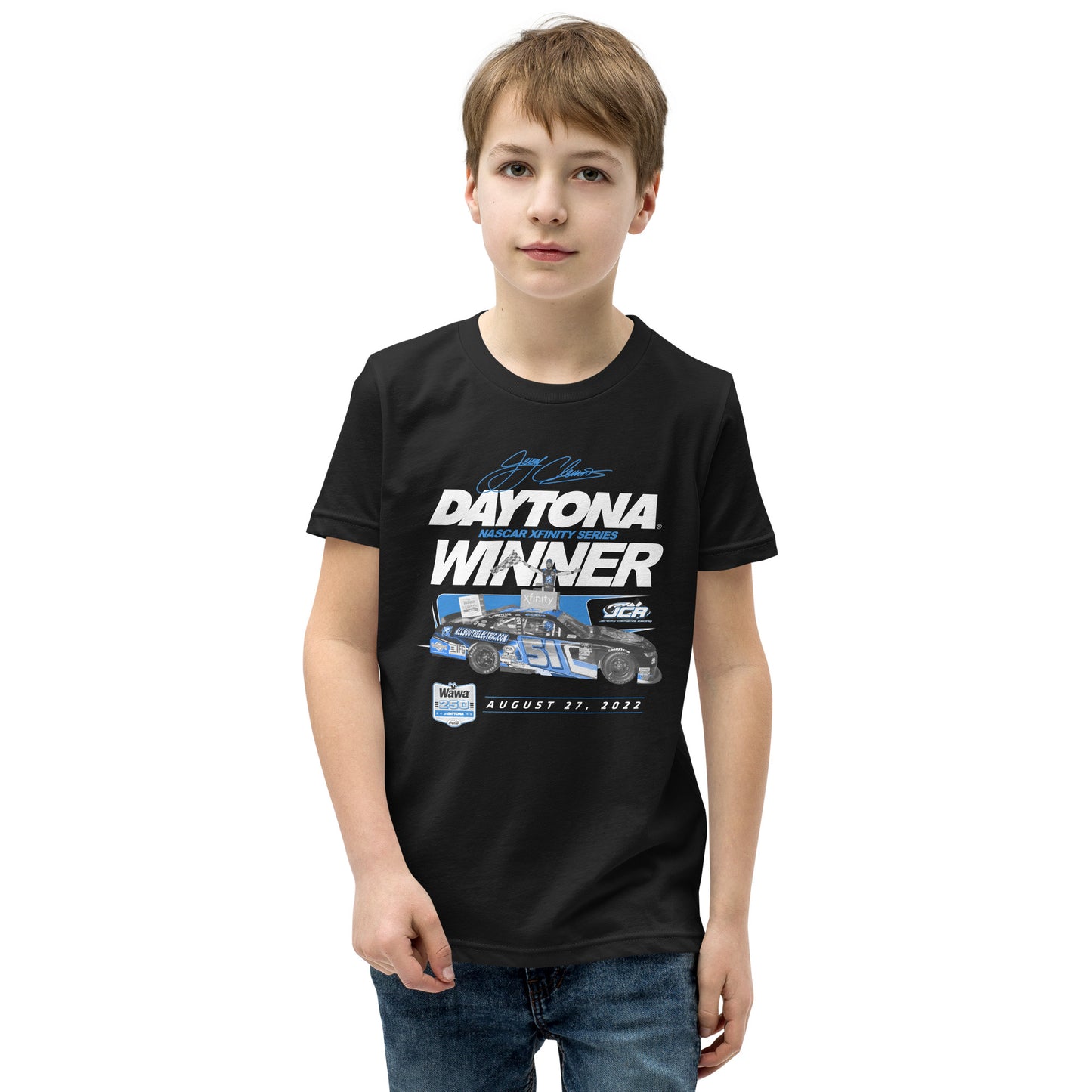 Official Daytona Jeremy Clements Win Shirt | Youth Short Sleeve T-Shirt