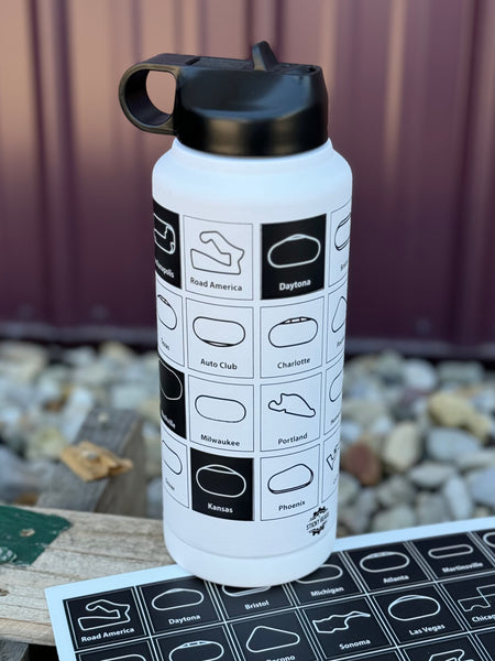 Track Fan 32 Oz Stainless Steel Water Bottle Tumbler With Stickers