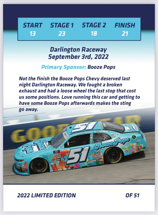 Jeremy Clements signed limited edition trading card, Race 24