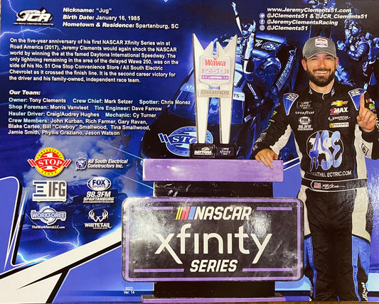 Signed Jeremy Clements Daytona Winner Hero Card