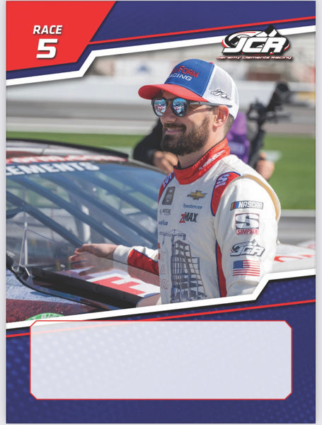 Jeremy Clements signed limited edition trading cards, races 1-5