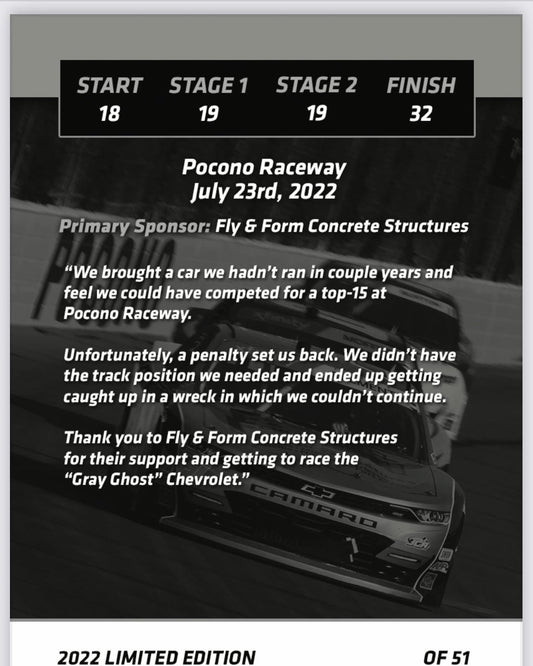 Jeremy Clements signed limited edition trading card, Race 19