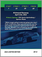 Jeremy Clements signed limited edition trading card, Race 7